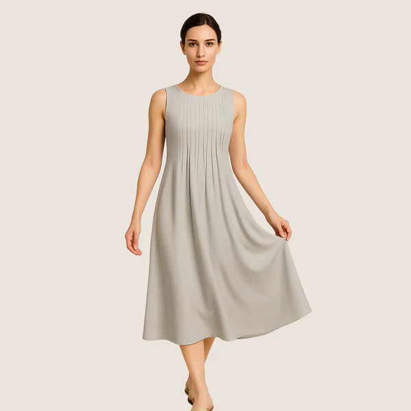 Oxel Wear Marije-Louise Midi Dress – Casual Elegance with Pleats and Pockets