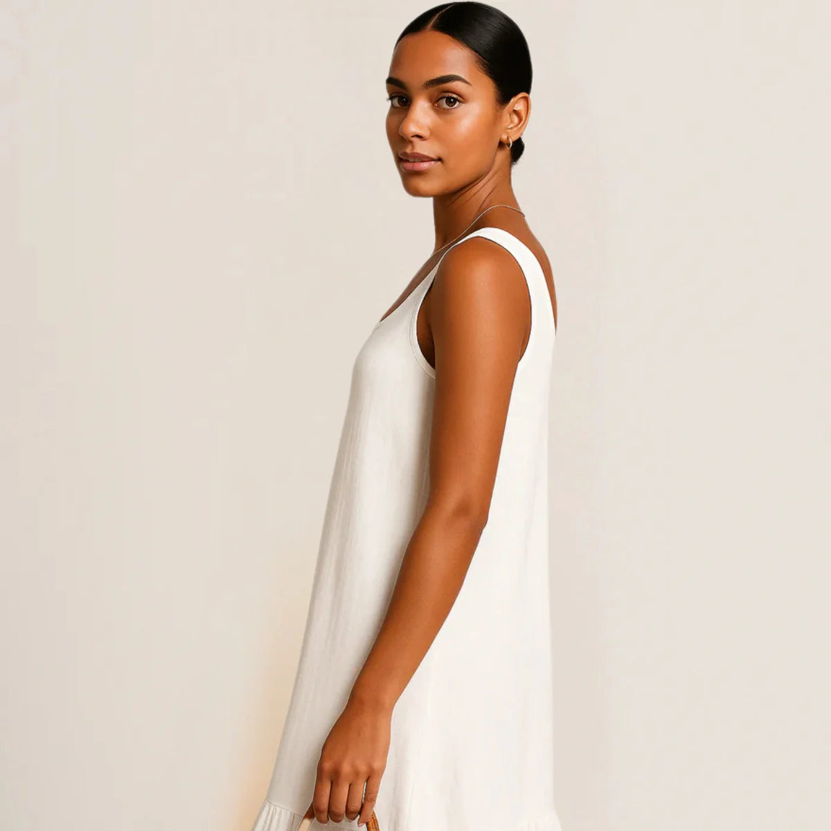 Sophia Maxi Dress – Sleeveless Linen-Cotton with Ruffle Hem