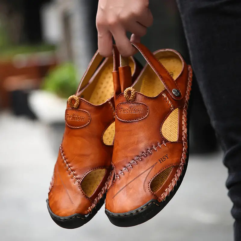 Monarch Wear - Men's High Quality Soft Leather Casual Sandals - CloudWay™