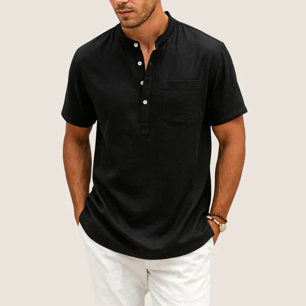 Oxel Wear Linen & Cotton Shirt – Casual Henley Collar