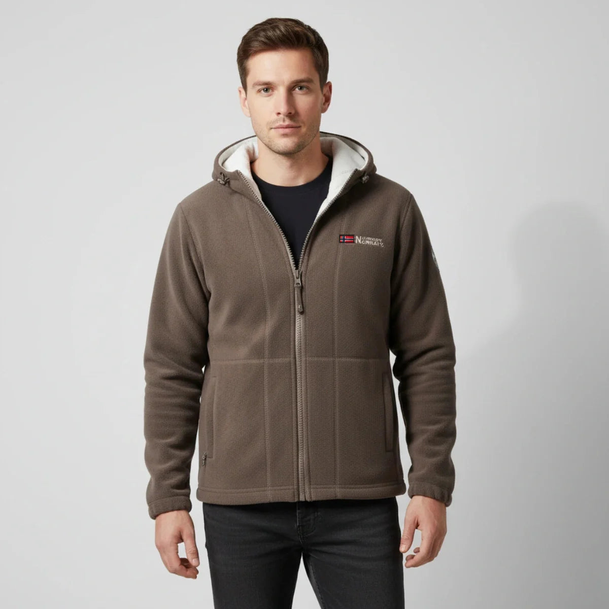 Nordwell™ Men’s Hooded Jacket – Embroidered Winter Hoodie Jacket