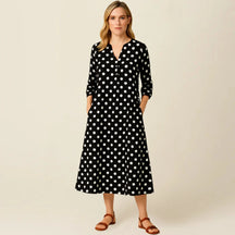 Ana Maria V-Neck Long Sleeve Dress