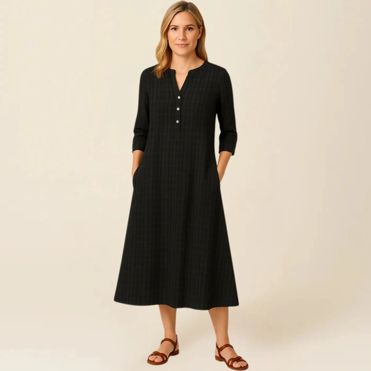 Ana Maria V-Neck Long Sleeve Dress