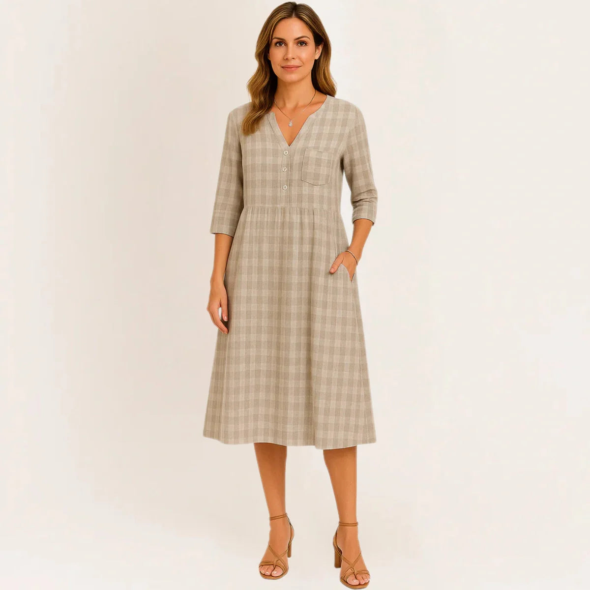 Ana Maria V-Neck Long Sleeve Dress