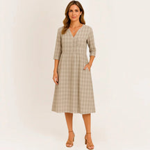 Ana Maria V-Neck Long Sleeve Dress