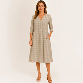 Ana Maria V-Neck Long Sleeve Dress