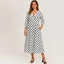 Ana Maria V-Neck Long Sleeve Dress