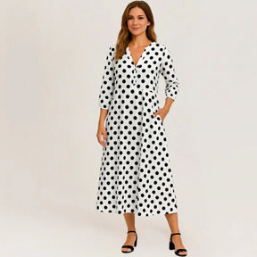 Ana Maria V-Neck Long Sleeve Dress
