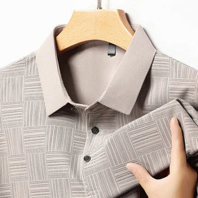 Oxel Wear – Men’s Shirt with Geometric Print in Textured Fabric