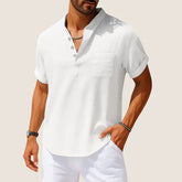 Oxel Wear Summer Shirt – Casual Stand Collar in Linen & Cotton