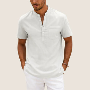 Oxel Wear Linen & Cotton Shirt – Casual Henley Collar