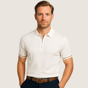 Monarch slim-fit heren polo met rits – Minimalistische stijl en comfort voor elke gelegenheid
