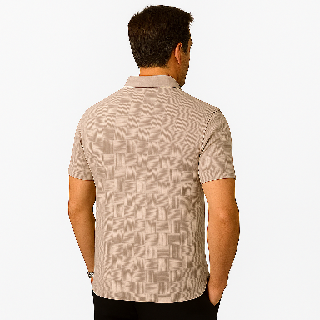 Oxel Wear – Men’s Shirt with Geometric Print in Textured Fabric