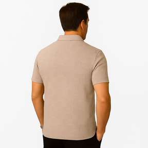 Oxel Wear – Men’s Shirt with Geometric Print in Textured Fabric