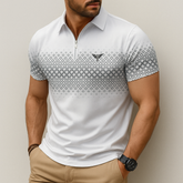 Monarch heren polo met geometrische print en rits – Elegant en comfortabel voor dagelijks gebruik