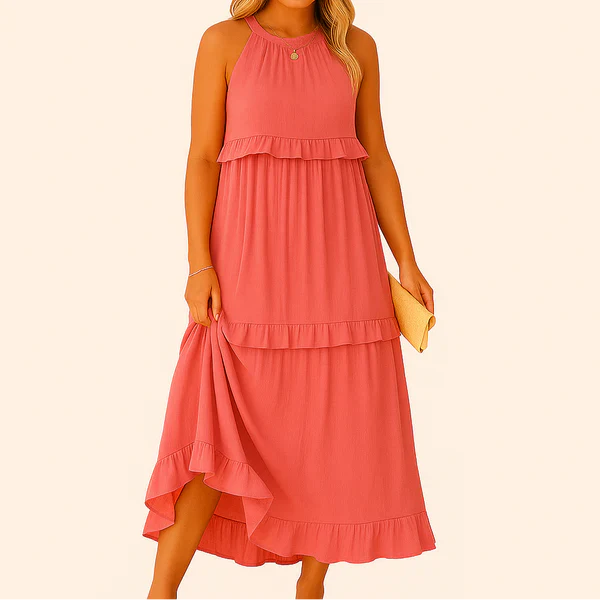 Oxel Noor Long Dress – Romantic Elegance with Ruffles