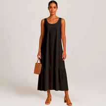 Sophia Maxi Dress – Sleeveless Linen-Cotton with Ruffle Hem