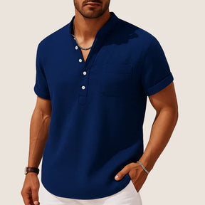 Oxel Wear Summer Shirt – Casual Stand Collar in Linen & Cotton