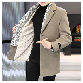 Oxel Wear - Men's Tweed Winter Jacket with Lapel, Lined with White Duck Down