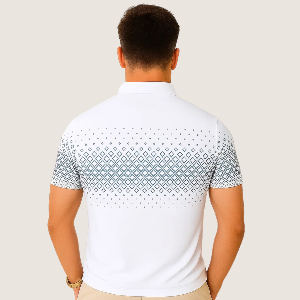 Oxel Wear – Men’s Polo with Geometric Print and Zip – Elegant & Comfortable for Everyday Wear