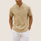 Oxel Wear Linen & Cotton Shirt – Casual Henley Collar