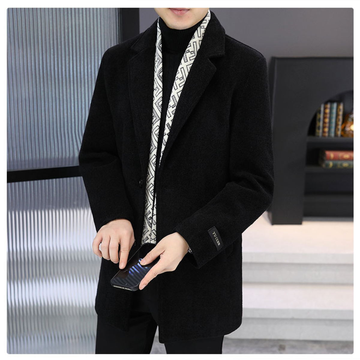 Oxel Wear - Men's Tweed Winter Jacket with Lapel, Lined with White Duck Down