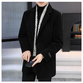 Oxel Wear - Men's Tweed Winter Jacket with Lapel, Lined with White Duck Down