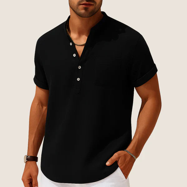 Oxel Wear Summer Shirt – Casual Stand Collar in Linen & Cotton
