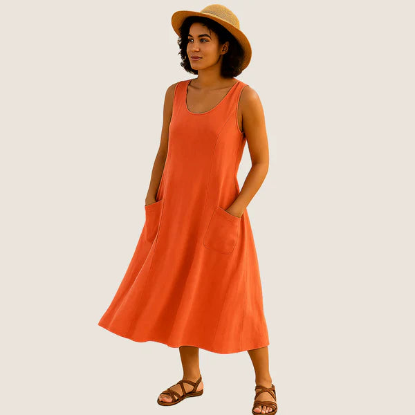 Oxel Wear Isadora Midi Dress – Casual Elegance with Pockets
