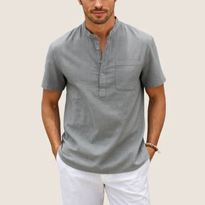 Oxel Wear Linen & Cotton Shirt – Casual Henley Collar