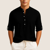 Oxel Wear Cotton Shirt – Casual Elegance with Stand Collar, Long Sleeves