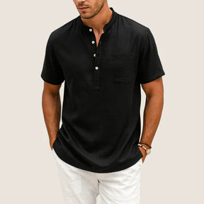 Oxel Wear Linen & Cotton Shirt – Casual Henley Collar