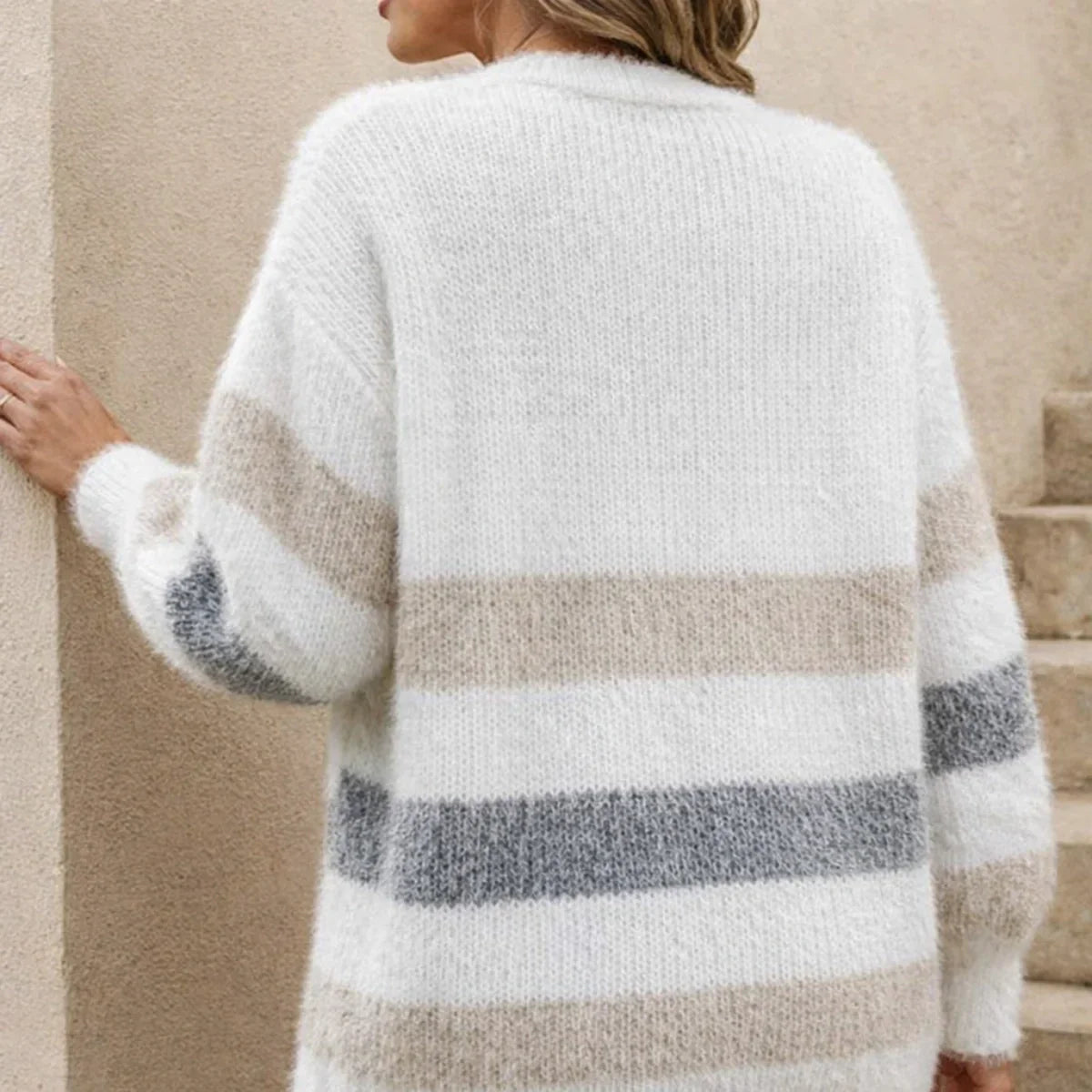 Oxel Wear™ | Soft Striped V-Neck Jumper Douce™