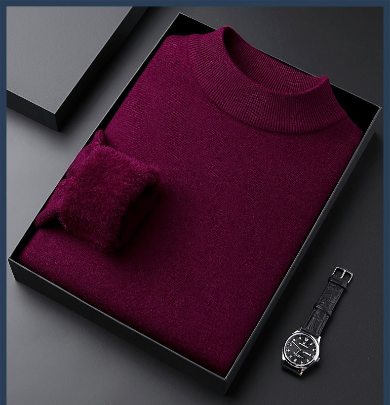 Oxel Wear - Men's Solid Color Thick Cashmere Sweater - High Quality