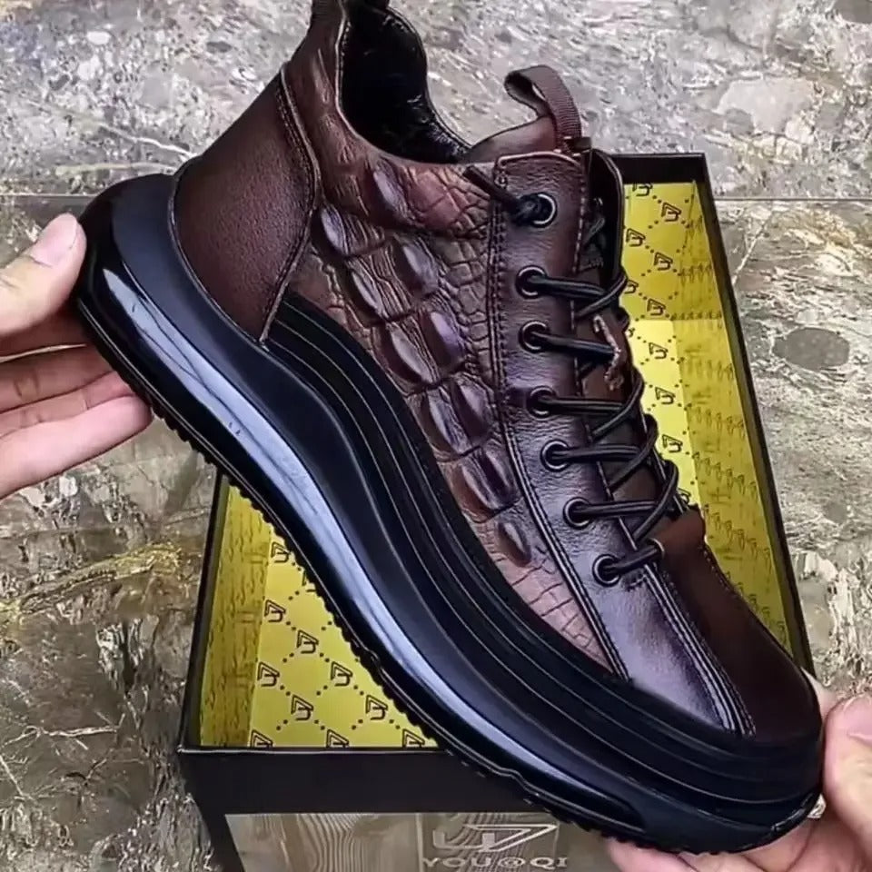 Oxel - Italian Crocodile Print Air Cushion Casual Shoes for Men
