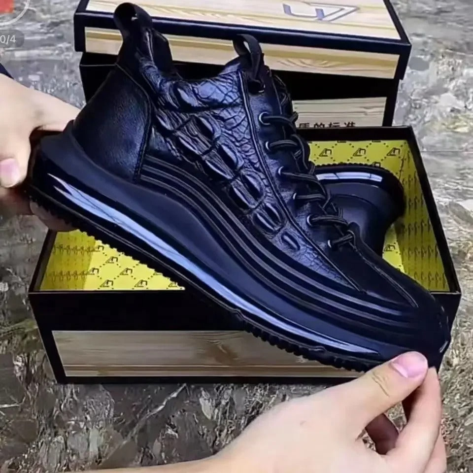 Oxel - Italian Crocodile Print Air Cushion Casual Shoes for Men