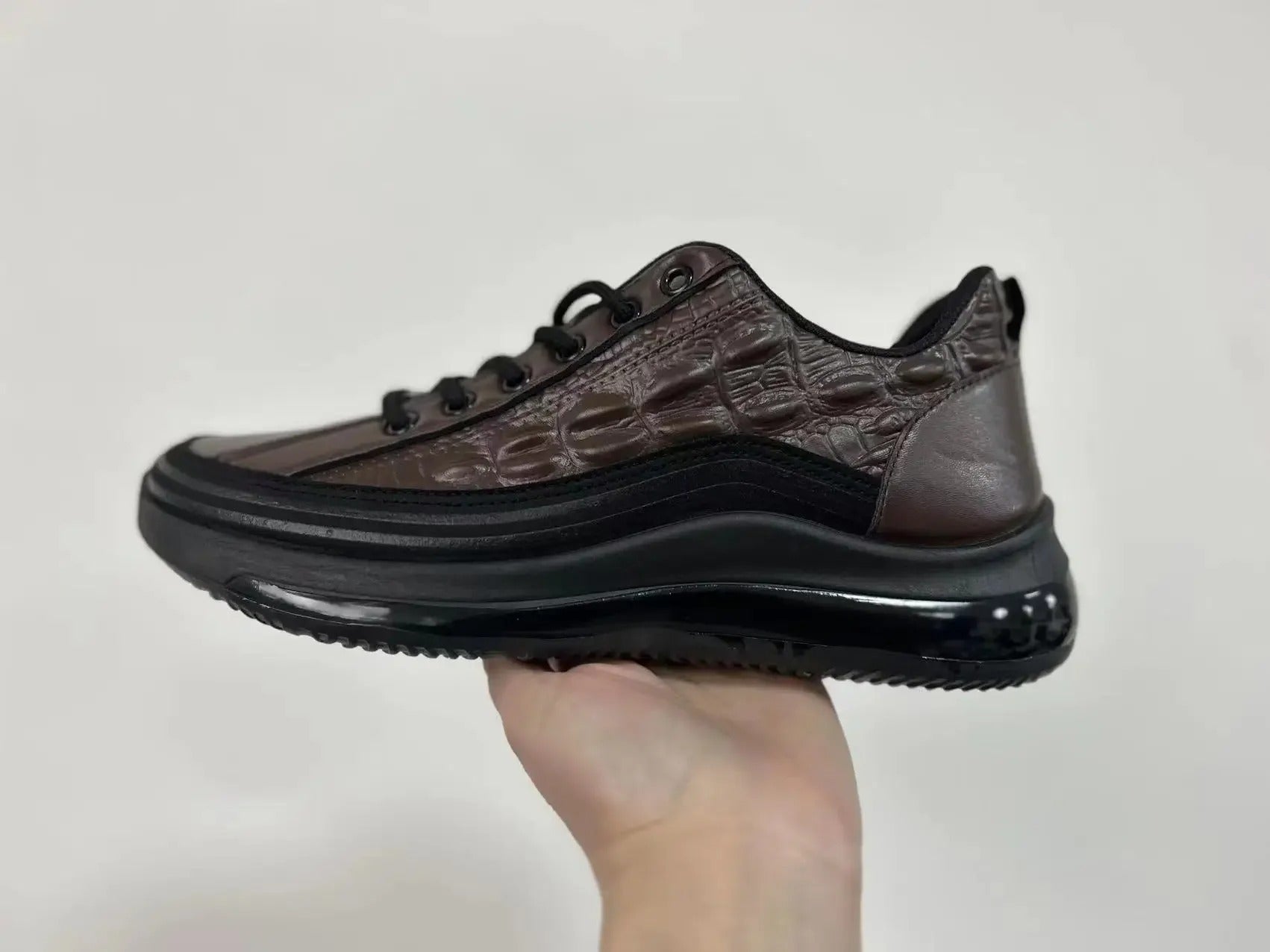 Oxel - Italian Crocodile Print Air Cushion Casual Shoes for Men