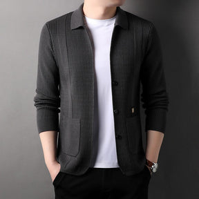 Monarch Wear - Gebreide jas met revers en lange mouwen voor heren